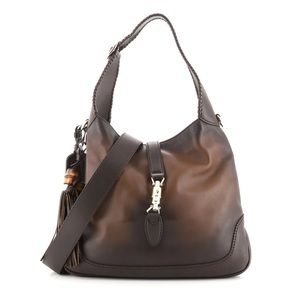 Vintage gucci jackie 1921 large brown leather bag